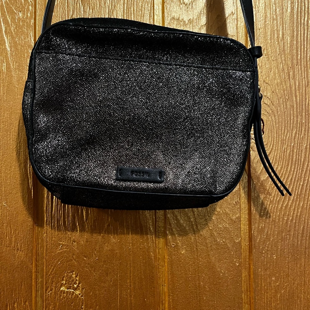 Fossil Gunmetal Glitter Crossbody Bag